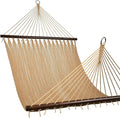 Lazy Daze Hammocks 10.5 FT Double 2 Person Caribbean Rope Hammock Hand Woven Polyester Hammock with Spreader Bars for Outside Outdoor Backyard Patio Poolside 450 LBS Capacity Tan