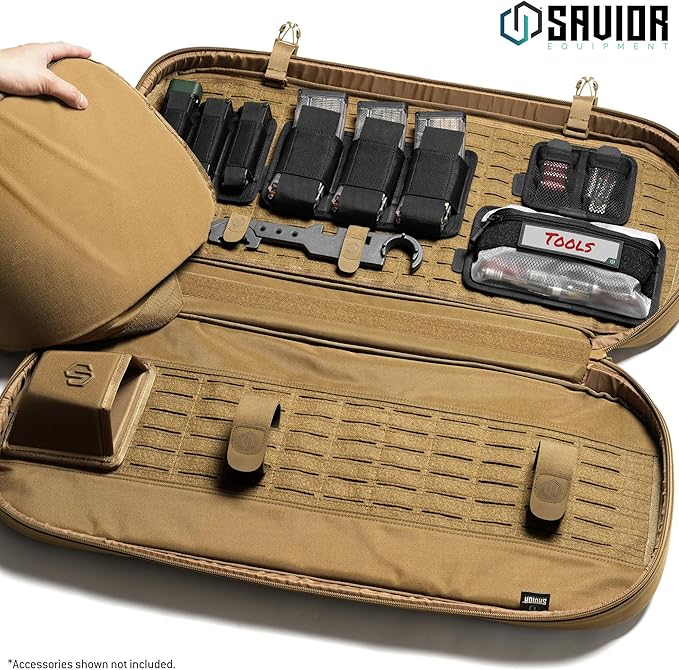 Savior Equipment Specialist Series 30 34 38 Covert Tactical Gun Bag Backpack Soft Case with Compartment Low Profile Bug Out Truck Bag (Flat Dark Earth Tan 30)