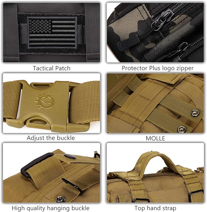Protector Plus Tactical Fanny Pack Military Assault Waist Bag Hip Belt MOLLE Sling Army Lumbar Gear Pouch EDC Camera Handlebar Range Bags (Patch Included)