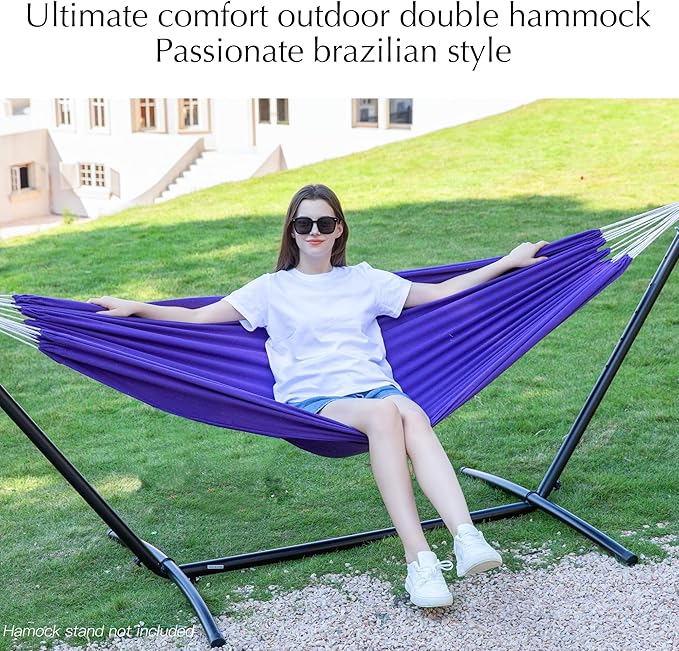 PNAEUT Double Hammocks for Outside Replacement Outdoor Tree Hammock for Indoor Patio Porch Garden (Purple Medium)