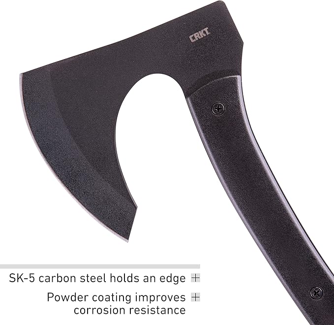 CRKT Skeggox Axe: SK-5 Plain Edge Blade Glass-Reinforced Nylon Handle Durable Thermoplastic Sheath 2917
