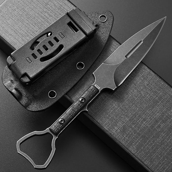 C1345 Fixed Blade Knife K110 Steel Blade G10 Handle EDC Tool Knifes for Outdoor Camping Survival Hiking Hunting(Black)