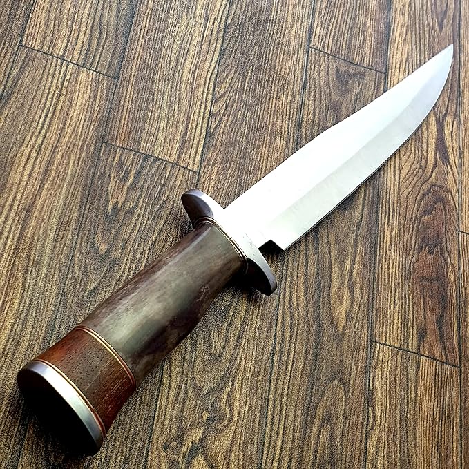 HK 44 Hunting Knife With Leather Sheath Camping Knives Outdoor D2 Steel Full Tang Fixed Blade Handmade Camp Survival Tactical Knife