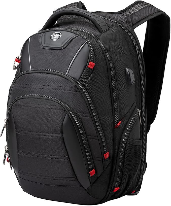 Swissdigital Design Travel Backpack for Women or Men TSA Friendly USB Charging RFID Protection Business Carry on Bag Fits 15.6 Laptop Backpack Black | J14-BR