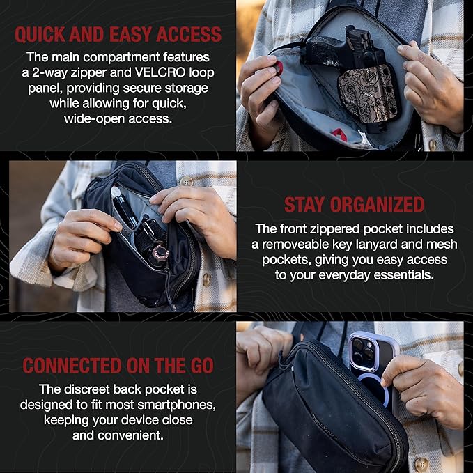 Vertx Everyday Tactical Fanny Pack 2.0-100% Nylon Fanny Pack for Men and Women with CCW-Ready Design and Rapid Access Tab - It's Black - 2L