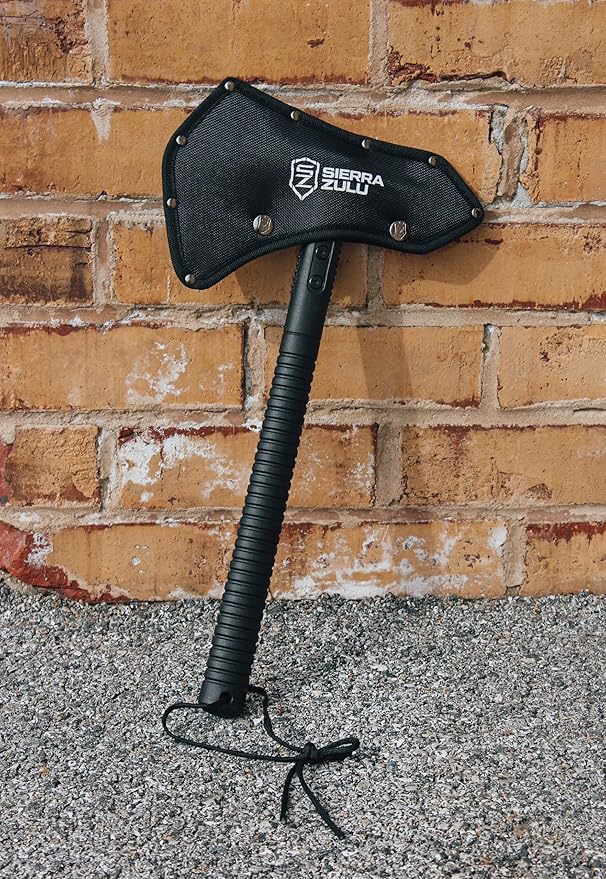 Sierra Zulu Camping Axe - Tactical Survival Hatchet with Bearded Axe Head Nylon Sheath &amp Glass Fiber Handle - Full Tang Outdoor Bushcraft Tool for Camping Hiking and Chopping Tasks