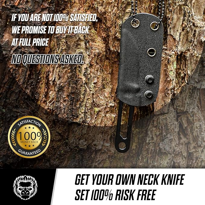 Holtzman's Gorilla Survival Scalpel Fixed Blade Utility Knife with D2 Sheath and Belt Clip (Black) - Ideal for EDC and Outdoor Activities