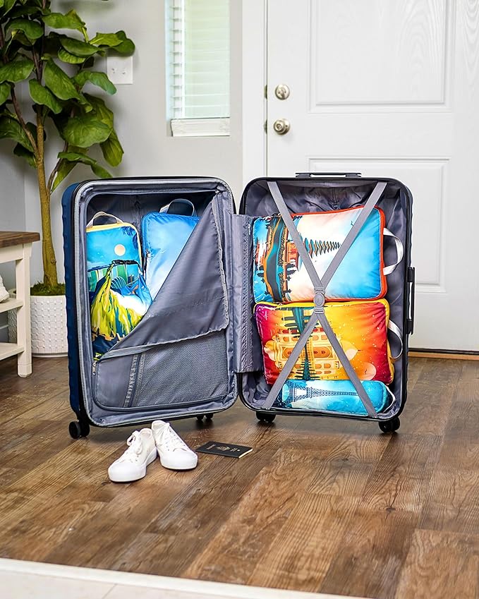 Large Compression Packing Cubes for Travel-Packing Cube Luggage Organizers 7 Piece Set for Checked Luggage-Ultralight Expandable/Compression Bags by TRIPPED Travel Gear (Bucketlist)