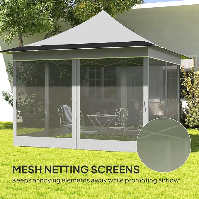 12x12 Foldable Canopy Pop Up Tent with Mesh Windows and UPF50+ Sun Protection Including Collapsible Carrying Bag Light Gray