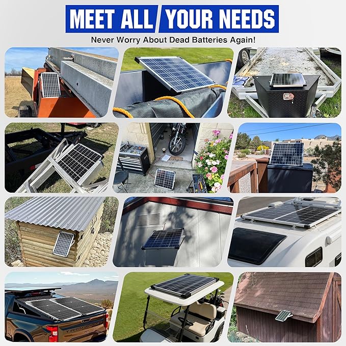 Voltset Solar Panel Kit 20W 12V with MPPT Controller Solar Battery Trickle Charger Maintainer Waterproof Solar Panel with Adjustable Mount Bracket for Boat RV Motorcycle Marine