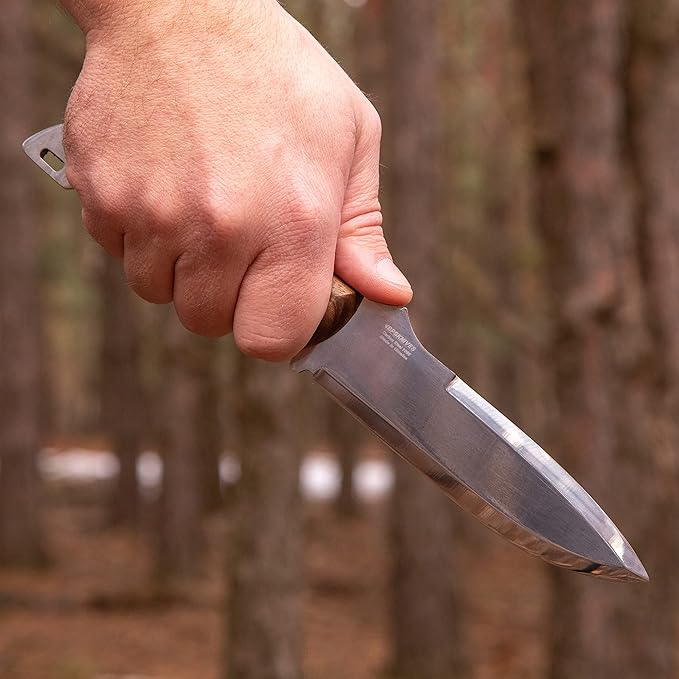 BPSKNIVES HK2 CSH - Handmade Carbon Steel Knife - Fixed Blade Full Tang Camping Knife - Hunting Bushcraft Knives With Leather Sheath - Outdoor Scandinavian Camp Knives