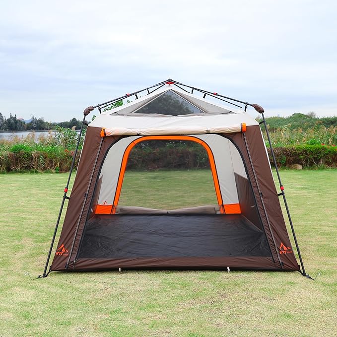 KTT Extra Large Tent 6-10-12-14 Person(A)Family Cabin Tents2 Rooms3 Doors and 3 Windows with MeshStraight WallWaterproofDouble LayerBig Tent for OutdoorPicnicCampingFamily Gathering