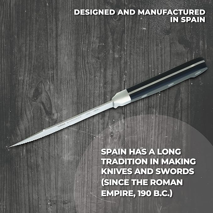 Wayne Steak Knife Set – Serrated Blade – Durable POM Resin Handle - The Perfect Tools for Enjoying your BBQ - Set of 4 Knives - Made in Spain