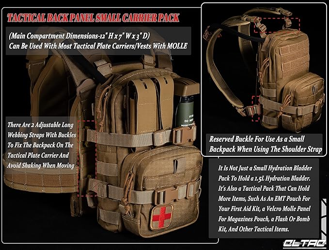 Tactical Small MOLLE Hydration Pack Outdoor Water Bladder Carrier Pack for Vest Backpack(Multicolor)