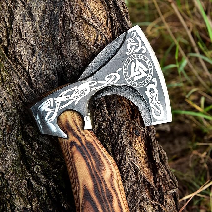 SS SMART &amp SHARP SPORTS INC Custom Handmade High Carbon Steel Viking Axe Real HatchetGift for hIm17.5 inches SS-17602 (Medieval Axe)