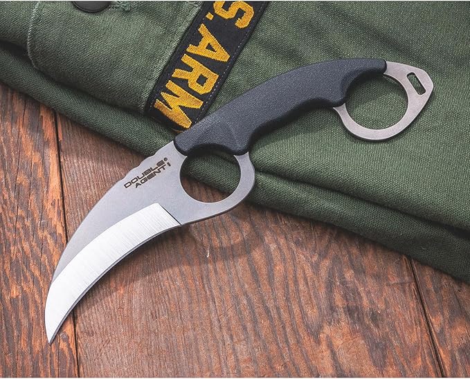 COLD STEEL Double Agent Durable Lightweight Japanese AUS8A Steel Karambit Shape 3 Fixed Blade Tactical Outdoor Hunting Knife Kray-Ex Handle Secure-Ex Sheath