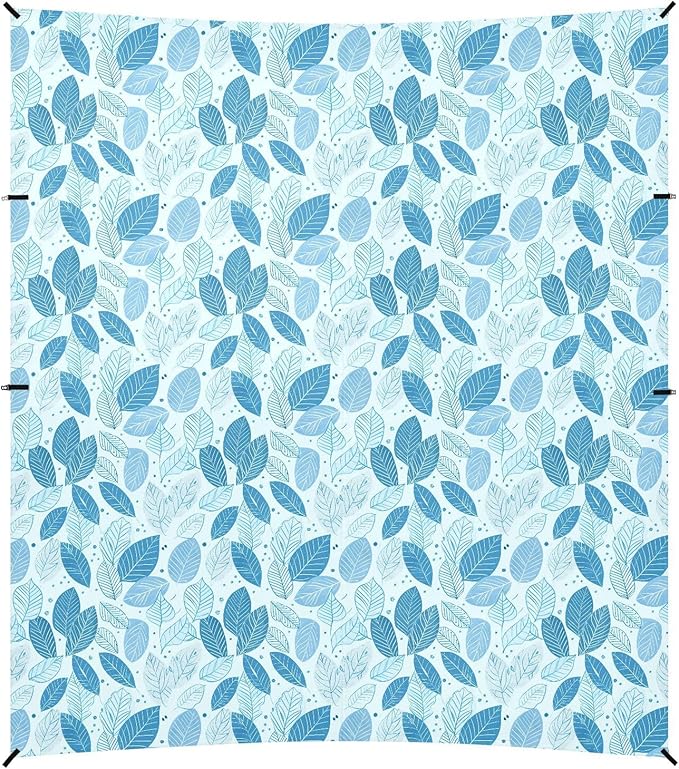 ALAZA Blue Leaves Doodle Beach Tent Sun Shelter UPF50+ Protection Beach Shade Canopy w/ 4 Sandbags for Outdoor Camping Fishing Backyard Fun Picnic 10x9 ft