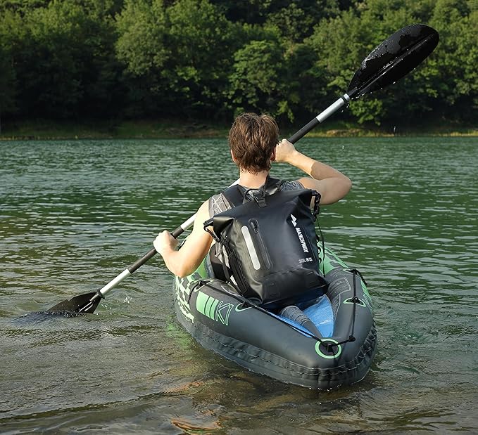 MARCHWAY Roll Top Waterproof Backpack Floating Dry Bag 20L/30L/45L with Ergonomic Rectangular Base Cushioned Back Hip Strap for Hiking Camping Kayaking Travel (Black 20L)