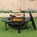43 Inch Fire Pit with 2 Grill Outdoor Wood Burning Firepit with Lid Metal Round Table for Backyard Patio Garden Picnic Camping Bonfire