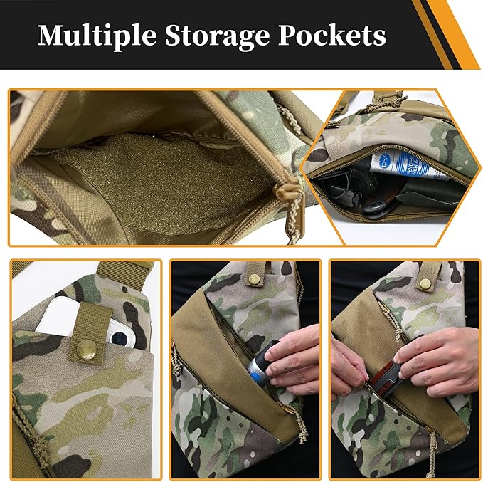 CCW Sling Bag for Concealed Carry Tactical Crossbody Sling Bag with Quick Access Compartment Low Profile Shoulder Chest Bag for Men &amp Women