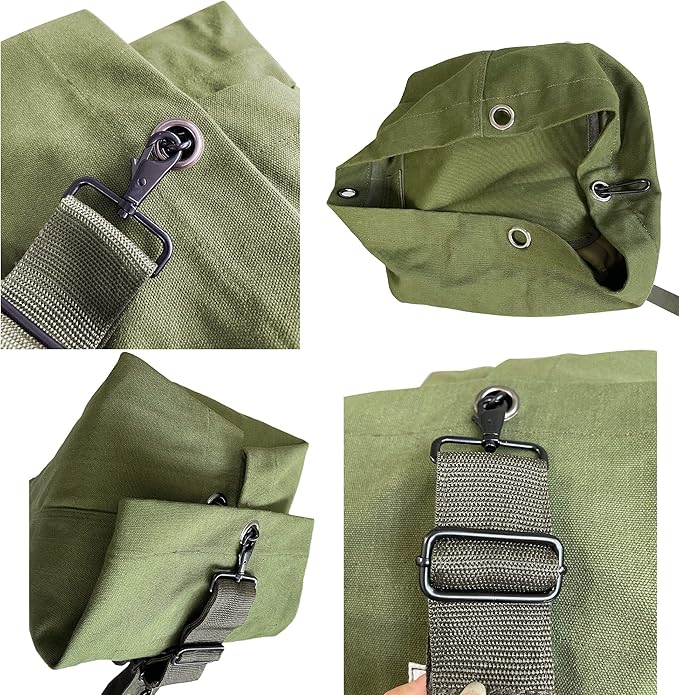 Top Load Backpack Travel Camping Large Bag Tactical Military Match Duffel Bag Double Strap Canvas Backpack Army Green Carryall Bag 31