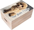 Creative Deco Personalized Wooden Storage Box Photo Box | 11.8x7.87x5.51in (+-0.5) | Hinged Lid Handles &amp Engraving | Photo or Logo | Unpainted Gift Box | UNSANDED Keepsake Memory Souvenir Chest