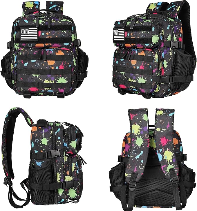 9L Mini Tactical Backpack for Men and Women Tactical Backpack Small for Hiking Small Tactical Bag (Fluorescent Tie Dye)