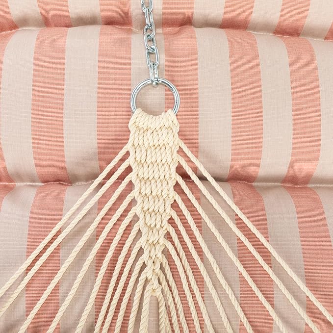Hatteras Hammocks Expressive Blush Sunbrella Pillowtop Hammock with Free Extension Chains &amp Tree Hooks Handcrafted in The USA Accommodates 2 People 450 LB Weight Capacity 13 ft. x 55 in.
