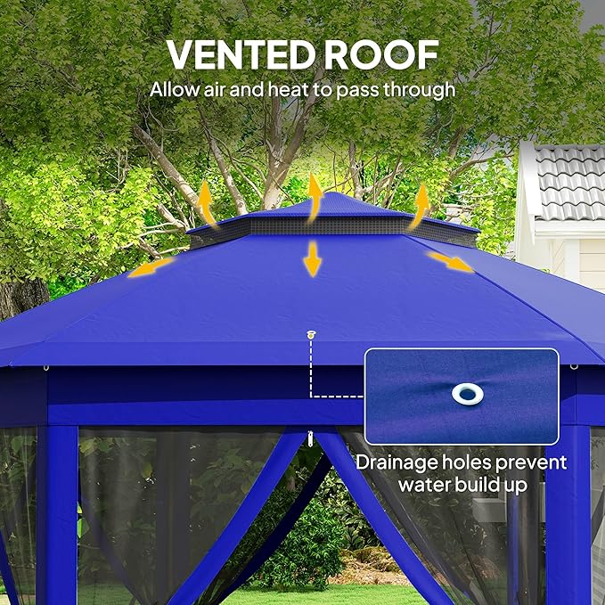 13'x13' Efficient Pop Up Canopy Tent Including 6 Zippered Mesh Screens All-Season Function Sun Protection Guaranteed Durable Build Easy Handling