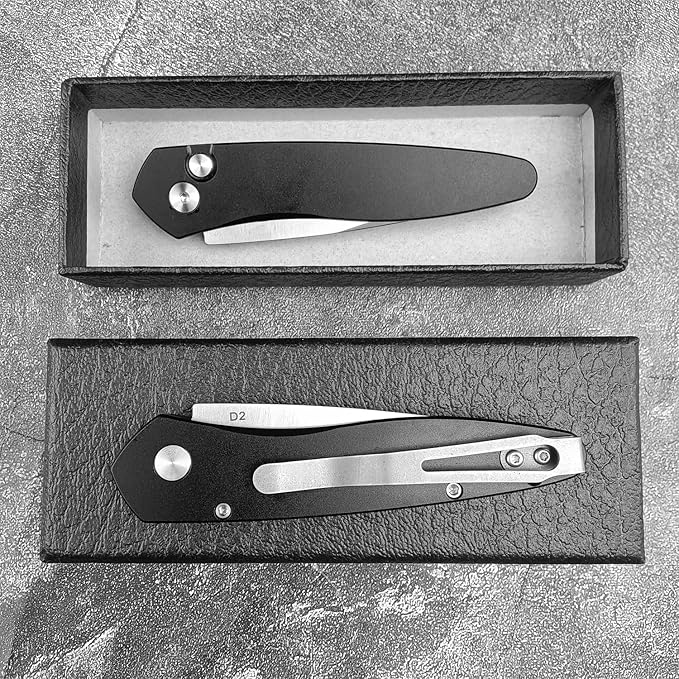6.89 Inch Manual Open Outdoor Folding Knife D2 Clip Point Blade Black T6-6061 Aviation Aluminum Handle With Pocket Clip Hunting Survival Everyday Carry Knives
