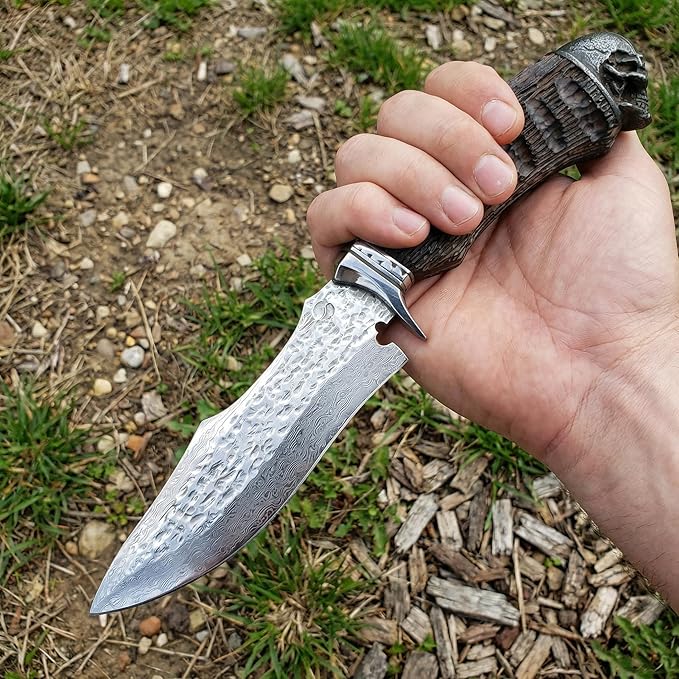 12.7 Mirror Polished Fixed Blade Survival Knife with Genuine Leather Sheath - High Hardness Stainless Steel Outdoor Knife - Artisan Resin Handle Utility Tool for Camping Hiking &amp Bushcraft