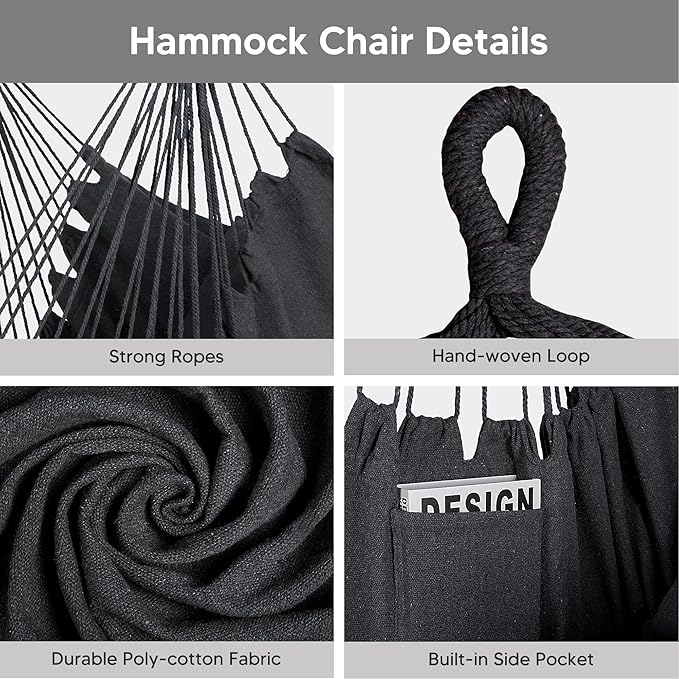 SUNCREAT 2-in-1 Convertible Portable Double Hammock with Stand Included Outdoor Hammock and Stand Patented Natural Tassel