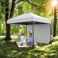 10x10ft Pop Up Canopy Tent with SidewallOutdoor Freestanding Sun Shelter Picnic and CampingInstant Shade Tent with Vented Roof for Beach &amp Events - Includes Storage BagSandbagsStakes&ampRopes
