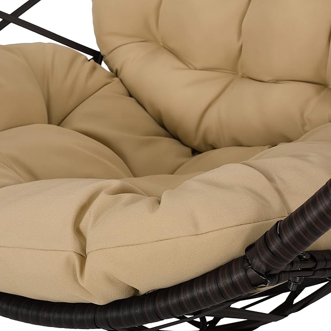 Christopher Knight Home Isaiah Indoor/Outdoor Wicker Tear Drop Hanging Chair (Stand Not Included) Multi-Brown and Tan