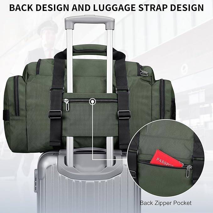 WITZMAN Duffle Bag for Men Large Overnight Carry On Weekender Bag with Shoe Compartment Sports Gym Duffle Bags for Traveling(B719 Army Green)