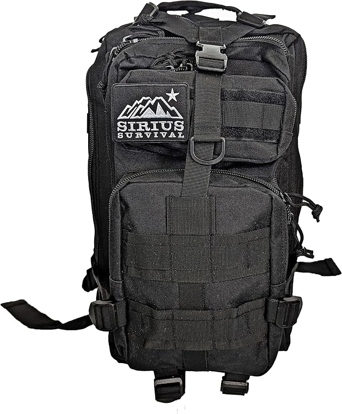 Sirius Tactical Backpack - 30L Capacity - Heavy Duty 900D Polyester - Hunting Hiking or Camping Backpack – Military Backpack (Black)