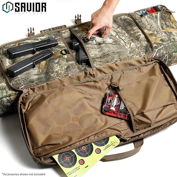 Savior Equipment American Classic Tactical Double Long Gun Bag Pistol Transportation Case w/Backpack Strap Lockable Compartment Available Length in 32 36 42 46 51 55