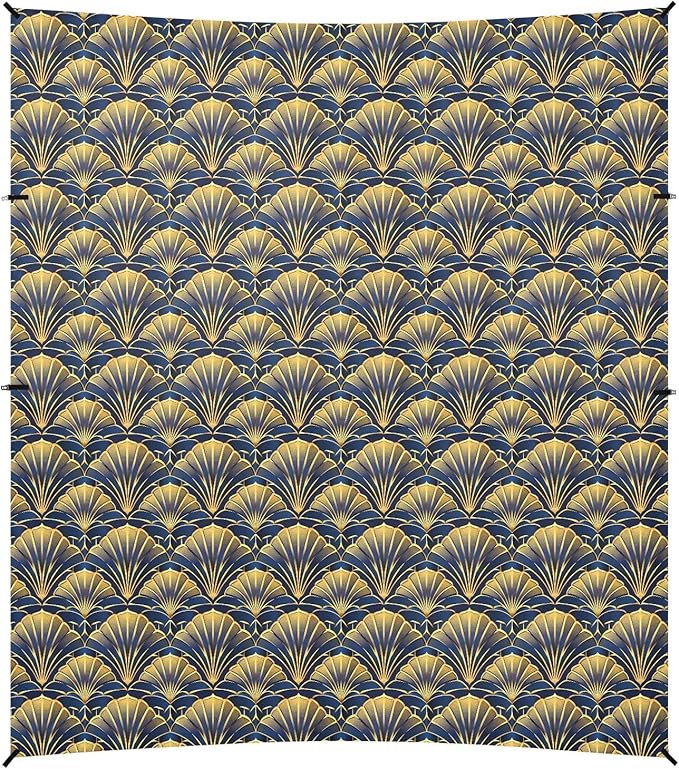ALAZA Abstract Gold Fan Beach Tent Sun Shelter UPF50+ Protection Beach Shade Canopy w/ 4 Sandbags for Outdoor Camping Fishing Backyard Fun Picnic 10x9 ft