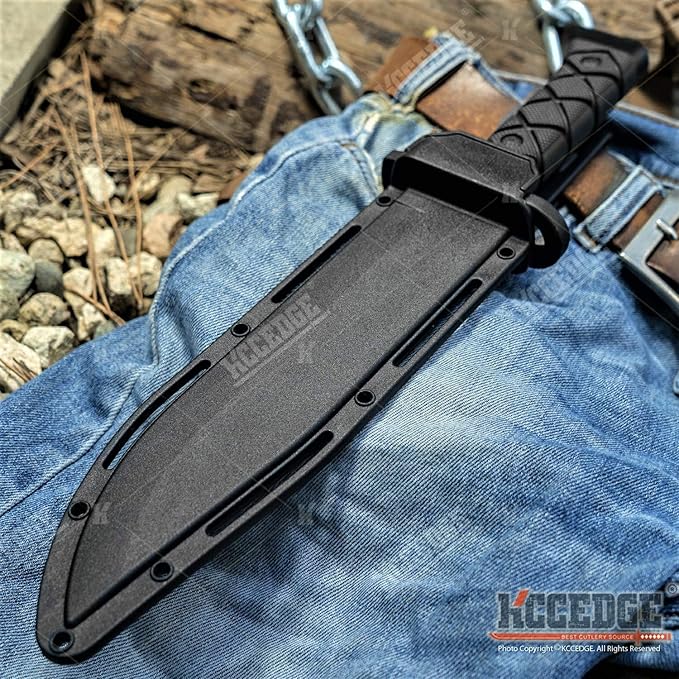 KCCEDGE BEST CUTLERY SOURCE Tactical Knife Hunting Knife Survival Knife Fixed Blade Knife Razor Sharp Edge Camping Accessories Camping Gear Survival Kit Survival Gear Tactical Gear 77077 (Black)