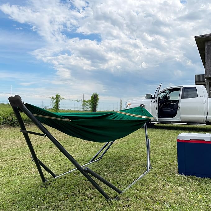 Tranquillo Uniki Hammock with Stand – 550 lbs Capacity Foldable &amp Portable Heavy-Duty Indoor/Outdoor Hammock with Premium Carry Bag Emerald Green