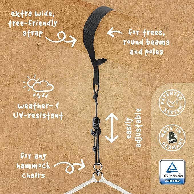 LA SIESTA® XL King Habana Cotton Hammock Chair Swing &amp Tree Mount Kit - Hammock Swing Chair w/Suspension Kit for Trees Beams &amp Posts - Indoor Outdoor Hanging Chair for Bedroom Patio - Chocolat