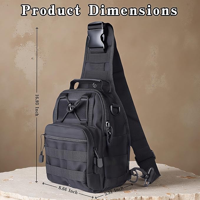 Tactical Sling Backpack Military Outdoor Sport Bag - EDC Molle Sling Shoulder Bag for Daily Carry &amp Outdoor Use (Green-B)