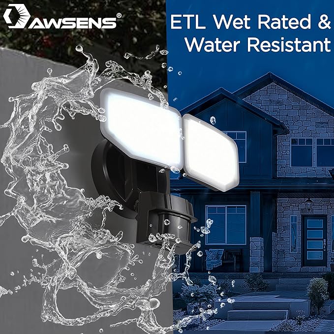 30W LED Security Lights Motion Sensor Light Outdoor 180 Degree 2600 LM 5100 K ETL Water Resistant 2 Head Motion Detector Flood Light for Garage Yard Porch (Bronze)