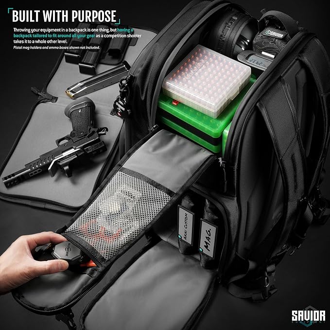 Savior Equipment Pro SEMA Tactical Backpack Competition Shooter 3 Pistol Sleeve