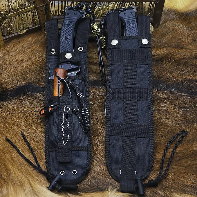 BA-KOR U.S.A 8mm thick DC53 steel 38.5CM (15.4in) (full tang) fixed knife+Nylon sheath&amp(5.9in) cerium igniter suitable for outdoor hunting camping Jungle Survival exploration EDC tool knife
