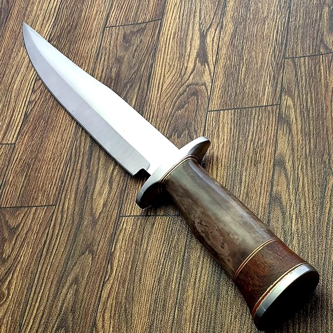 HK 44 Hunting Knife With Leather Sheath Camping Knives Outdoor D2 Steel Full Tang Fixed Blade Handmade Camp Survival Tactical Knife
