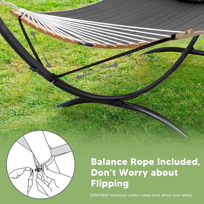 SUNCREAT Hammocks Standing Patio Hammock Portable Hammock with Stand Foldable Patent Pending Dark Gray