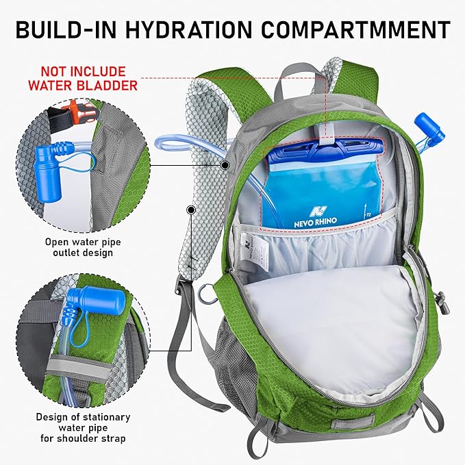 N NEVO RHINO Hiking Backpack 20L Water Resistant Outdoor Day PackLightweight Travel Small Backpack for Men Women