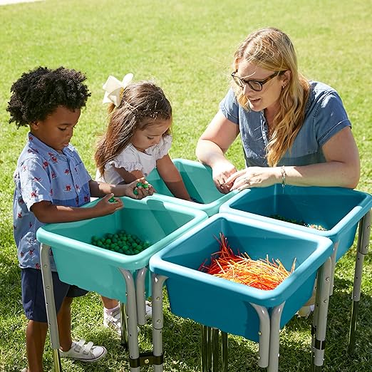 ECR4Kids Square Bin with Lid Storage Containers Turquoise 2-Pack