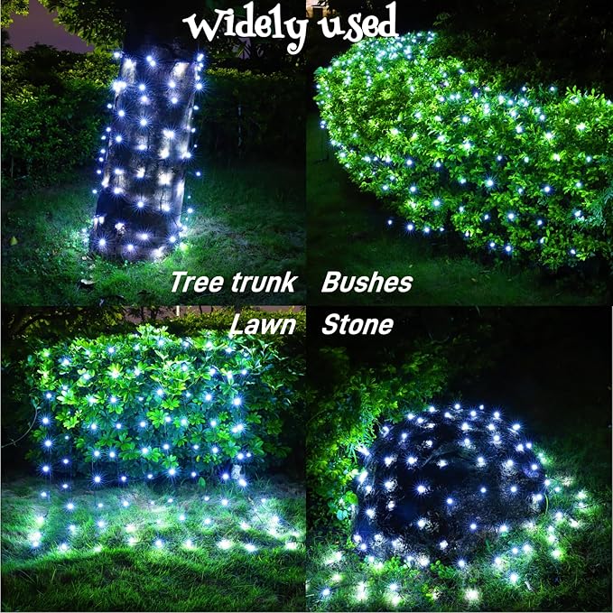Meteds LED Christmas Net Lights Outdoor120 LED 6ftx4ft Connectable Waterptoof Christmas Lights for Bushes Fence Tree Shrub Yard Garden Outdoor Christmas Decorations(White)